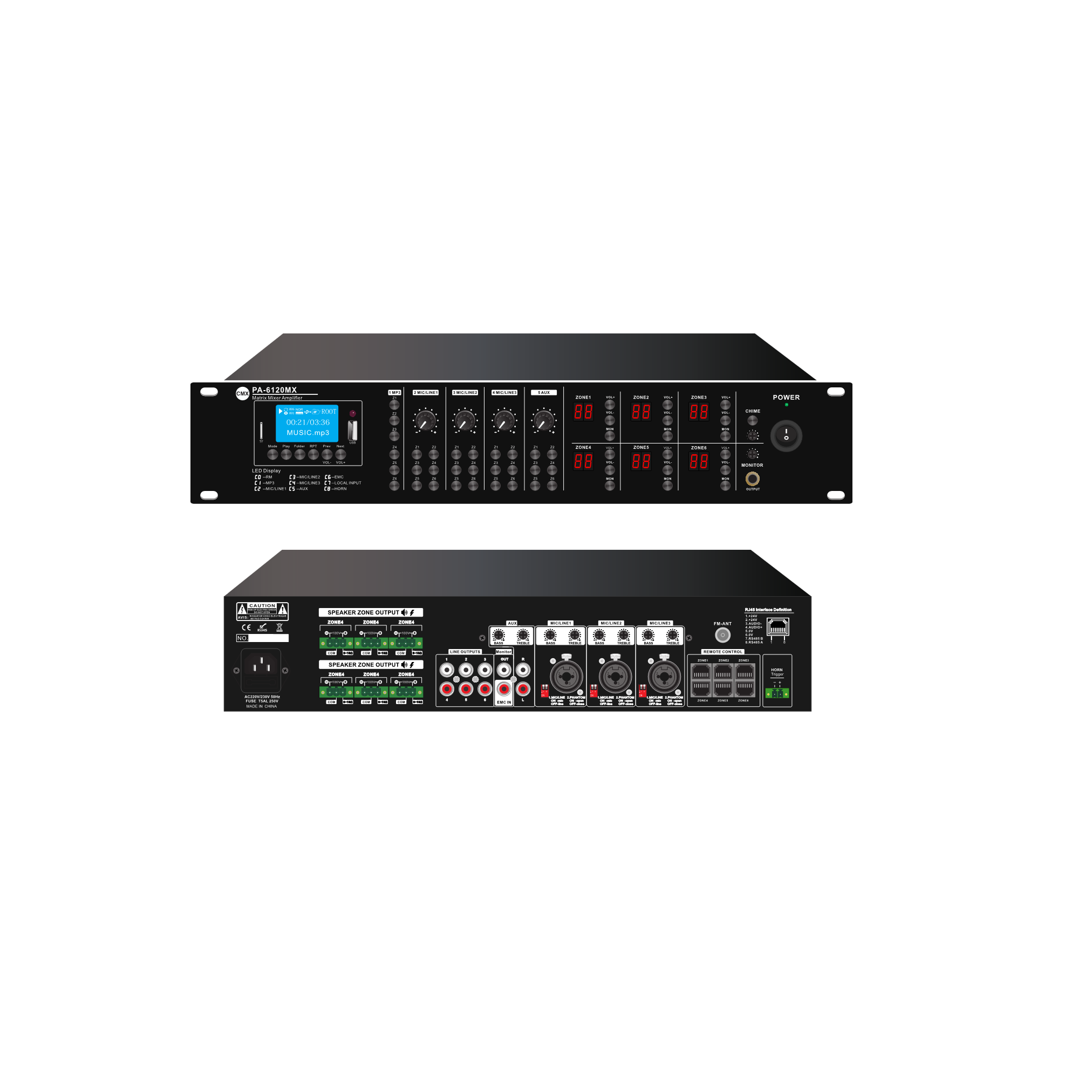 Bộ trộn kèm công suất ma trận 6 vùng CMX PA-6030MX